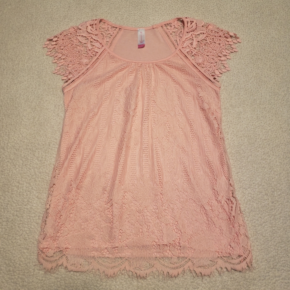 Xhilaration Pink Crochet Lace Top